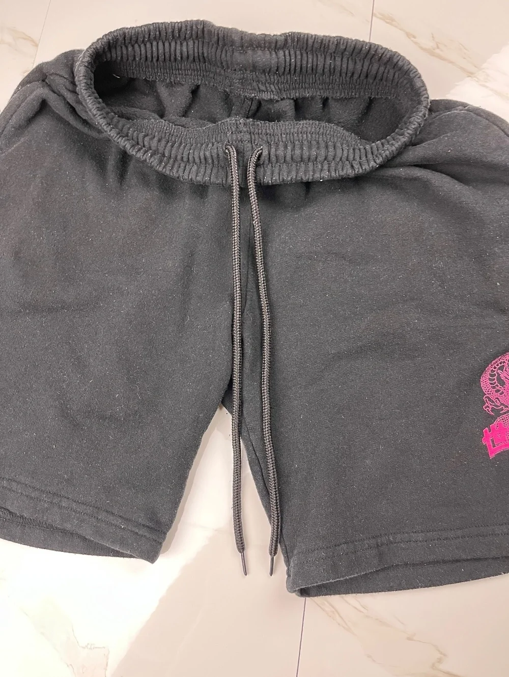 Black Shorts with Pink Dragon Graphic Size M Casual